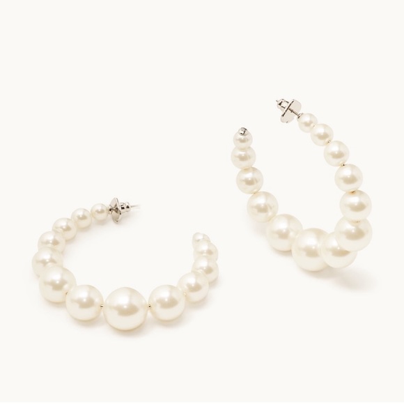 ♠️Kate Spade Pearls Please Statement Hoops Earrings NWT - Picture 1 of 5